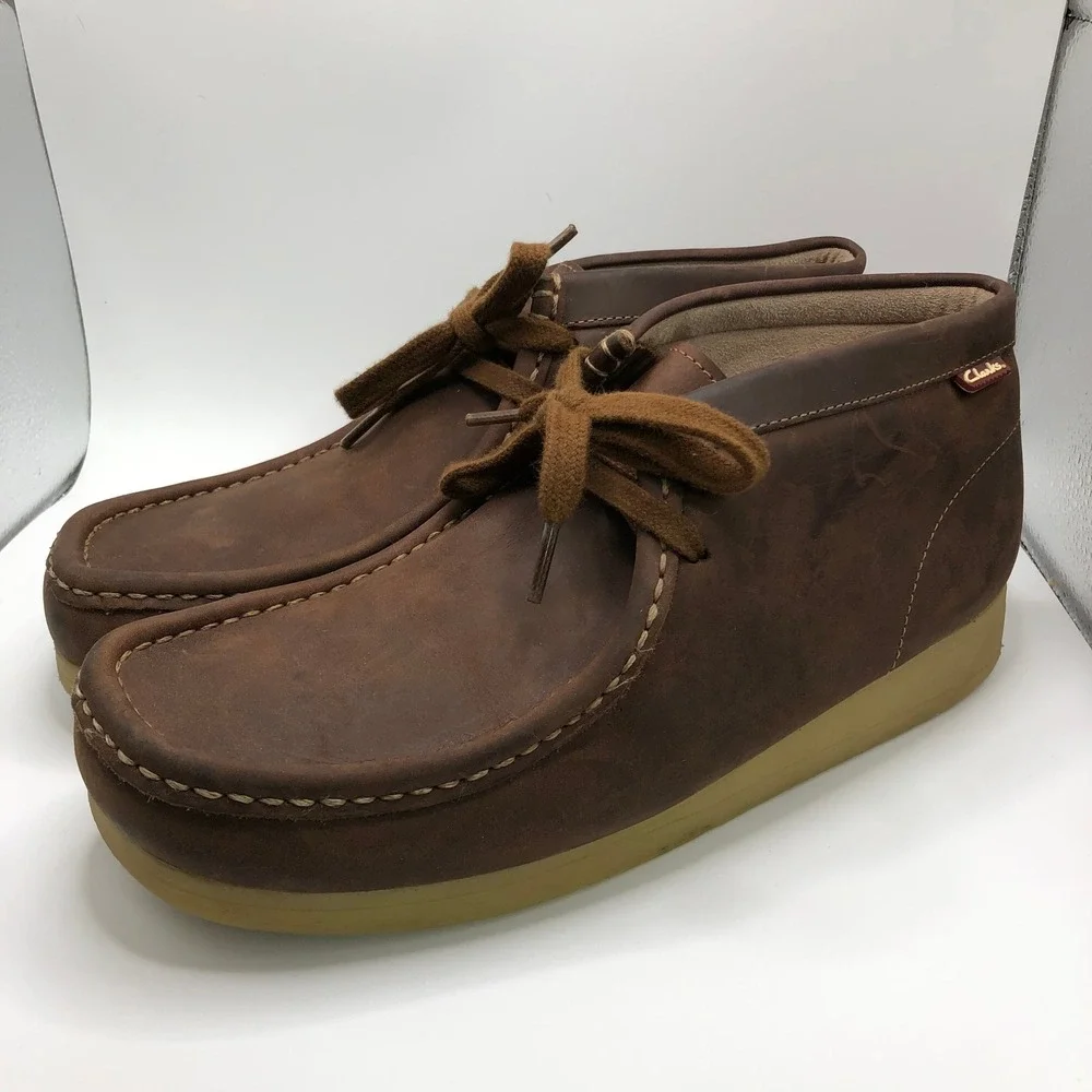 Clarks Stinson Hi Mens Beeswax Brown Leather Chukka Moc Toe Boots 9M